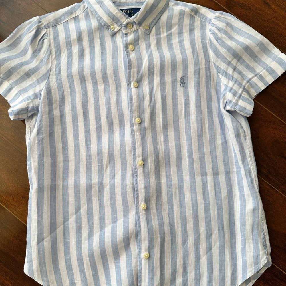 Polo by Ralph Lauren Blue and White Striped Button Down Shirt